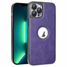 For iPhone 13 Pro Max Electroplated Leather Texture PU + PC Phone Case(Purple) - 1