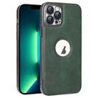 For iPhone 13 Pro Max Electroplated Leather Texture PU + PC Phone Case(Green) - 1