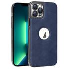 For iPhone 13 Pro Max Electroplated Leather Texture PU + PC Phone Case(Blue) - 1