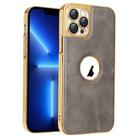 For iPhone 13 Pro Electroplated Leather Texture PU + PC Phone Case(Grey) - 1