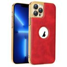 For iPhone 13 Pro Electroplated Leather Texture PU + PC Phone Case(Red) - 1