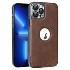 For iPhone 13 Pro Electroplated Leather Texture PU + PC Phone Case(Brown) - 1