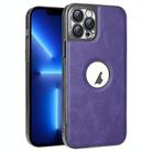 For iPhone 13 Pro Electroplated Leather Texture PU + PC Phone Case(Purple) - 1