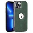 For iPhone 13 Pro Electroplated Leather Texture PU + PC Phone Case(Green) - 1