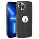 For iPhone 13 Pro Electroplated Leather Texture PU + PC Phone Case(Black) - 1