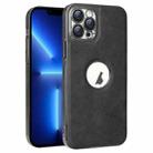 For iPhone 13 Pro Electroplated Leather Texture PU + PC Phone Case(Black) - 1