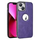 For iPhone 13 Electroplated Leather Texture PU + PC Phone Case(Purple) - 1