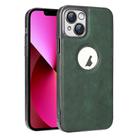 For iPhone 13 Electroplated Leather Texture PU + PC Phone Case(Green) - 1