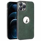 For iPhone 12 Pro Max Electroplated Leather Texture PU + PC Phone Case(Green) - 1