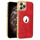 For iPhone 11 Pro Max Electroplated Leather Texture PU + PC Phone Case(Red) - 1