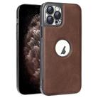 For iPhone 11 Pro Max Electroplated Leather Texture PU + PC Phone Case(Brown) - 1