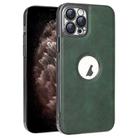 For iPhone 11 Pro Max Electroplated Leather Texture PU + PC Phone Case(Green) - 1