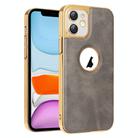 For iPhone 11 Electroplated Leather Texture PU + PC Phone Case(Grey) - 1