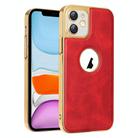 For iPhone 11 Electroplated Leather Texture PU + PC Phone Case(Red) - 1