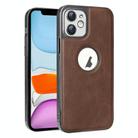 For iPhone 11 Electroplated Leather Texture PU + PC Phone Case(Brown) - 1