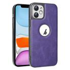 For iPhone 11 Electroplated Leather Texture PU + PC Phone Case(Purple) - 1