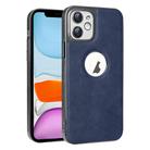 For iPhone 11 Electroplated Leather Texture PU + PC Phone Case(Blue) - 1