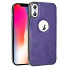 For iPhone X / XS Electroplated Leather Texture PU + PC Phone Case(Purple) - 1