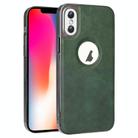 For iPhone X / XS Electroplated Leather Texture PU + PC Phone Case(Green) - 1