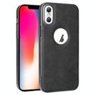 For iPhone X / XS Electroplated Leather Texture PU + PC Phone Case(Black) - 1