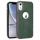 For  iPhone XR Electroplated Leather Texture PU + PC Phone Case(Green) - 1