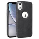 For  iPhone XR Electroplated Leather Texture PU + PC Phone Case(Black) - 1