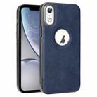 For  iPhone XR Electroplated Leather Texture PU + PC Phone Case(Blue) - 1