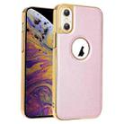 For iPhone XS Max Electroplated Leather Texture PU + PC Phone Case(Pink) - 1