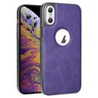 For iPhone XS Max Electroplated Leather Texture PU + PC Phone Case(Purple) - 1