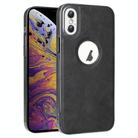 For iPhone XS Max Electroplated Leather Texture PU + PC Phone Case(Black) - 1