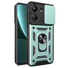 For Xiaomi Redmi 13C 4G Sliding Camera Cover Design TPU Hybrid PC Phone Case(Mint Green) - 1