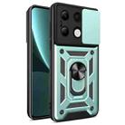 For Xiaomi Redmi Note 13 4G Global Sliding Camera Cover Design TPU Hybrid PC Phone Case(Mint Green) - 1