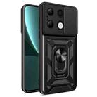 For Xiaomi Redmi Note 13 4G Global Sliding Camera Cover Design TPU Hybrid PC Phone Case(Black) - 1