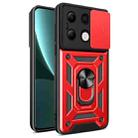 For Xiaomi Redmi Note 13 4G Global Sliding Camera Cover Design TPU Hybrid PC Phone Case(Red) - 1