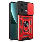 For Xiaomi Redmi Note 13 5G Sliding Camera Cover Design TPU Hybrid PC Phone Case(Red) - 1