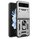 For Motorola Razr 40 Armor Ring Holder TPU Hybrid PC Phone Case(Silver) - 1