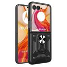 For Motorola Razr 50 Ultra Armor Ring Holder TPU Hybrid PC Phone Case(Black) - 1