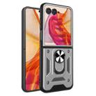 For Motorola Razr 50 Armor Ring Holder TPU Hybrid PC Phone Case(Silver) - 1