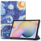 For Samsung Galaxy Tab S7 T870 Colored Drawing Pattern Horizontal Flip Leather Case with Three-folding Holder & Sleep / Wake-up Function(Starry Sky) - 1