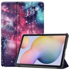 For Samsung Galaxy Tab S7 T870 Colored Drawing Pattern Horizontal Flip Leather Case with Three-folding Holder & Sleep / Wake-up Function(Milky Way Nebula) - 1