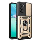 For OPPO Reno12 Pro 5G Global Sliding Camera Cover Design TPU Hybrid PC Phone Case(Gold) - 1