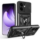For OPPO Reno13 F 4G / 5G Sliding Camera Cover Design TPU Hybrid PC Phone Case(Black) - 1