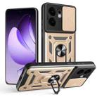 For OPPO Reno13 F 4G / 5G Sliding Camera Cover Design TPU+PC Phone Case(Gold) - 1