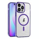 For iPhone 15 Pro Ice Color Magnetic Series TPU Hybrid Acrylic Magsafe Phone Case(Purple) - 1