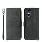 For Sony Xperia 5 V Skin-feel Flowers Embossed Wallet Leather Phone Case(Black) - 1