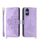 For Sony Xperia 5 V Skin-feel Flowers Embossed Wallet Leather Phone Case(Purple) - 1