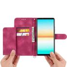 For Sony Xperia 1 VII Skin-feel Flowers Embossed Wallet Leather Phone Case(Wine Red) - 3