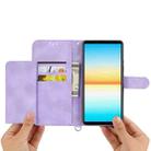 For Sony Xperia 1 VII Skin-feel Flowers Embossed Wallet Leather Phone Case(Purple) - 3