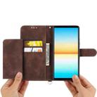 For Sony Xperia 1 VII Skin-feel Flowers Embossed Wallet Leather Phone Case(Brown) - 3