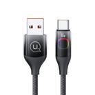 USAMS US-SJ636 1.2m USB to Type-C 6A Fast Charging Cable with Colorful Light(Gradient Black) - 1